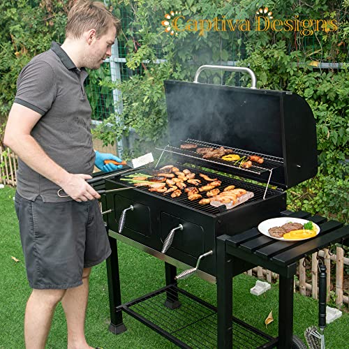 Extra Large Charcoal BBQ Grill with 2 Foldable Side Tables R7832