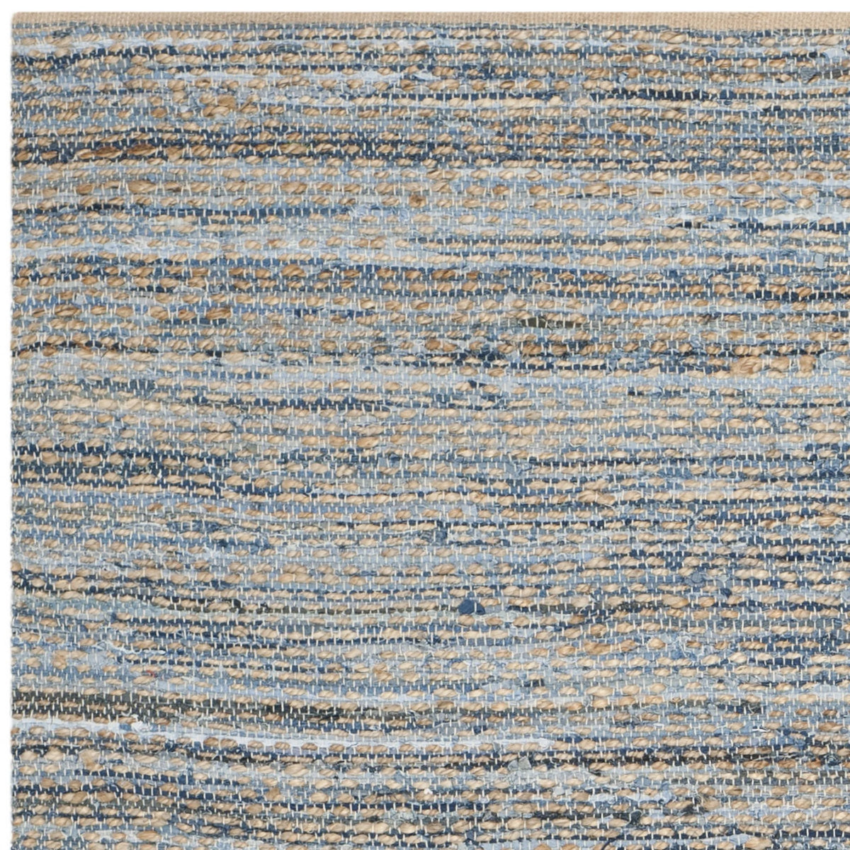 Natural Blue Striped Jute Area Rug 9' x 12' Y414976