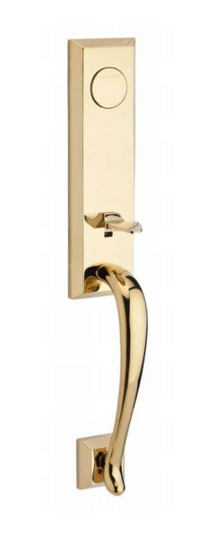 Full Dummy Del Mar Handleset Right Hand Curve Lever Traditional Square Rose Brass F227