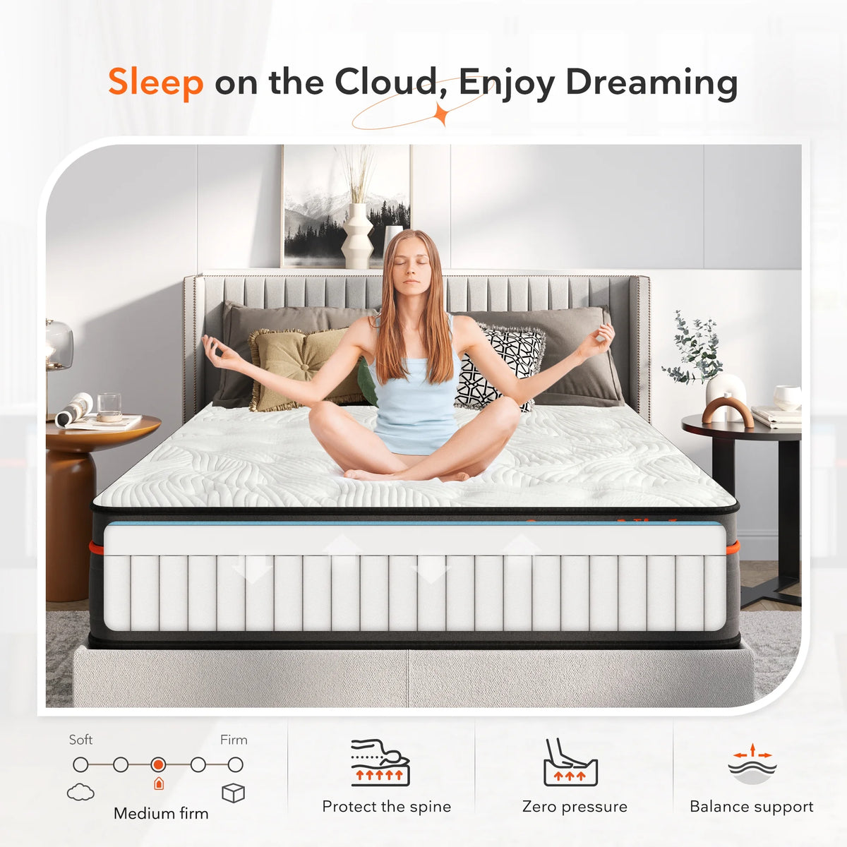 14 Pillow Top Gel Memory Foam Hybrid Mattress Queen Size X137668