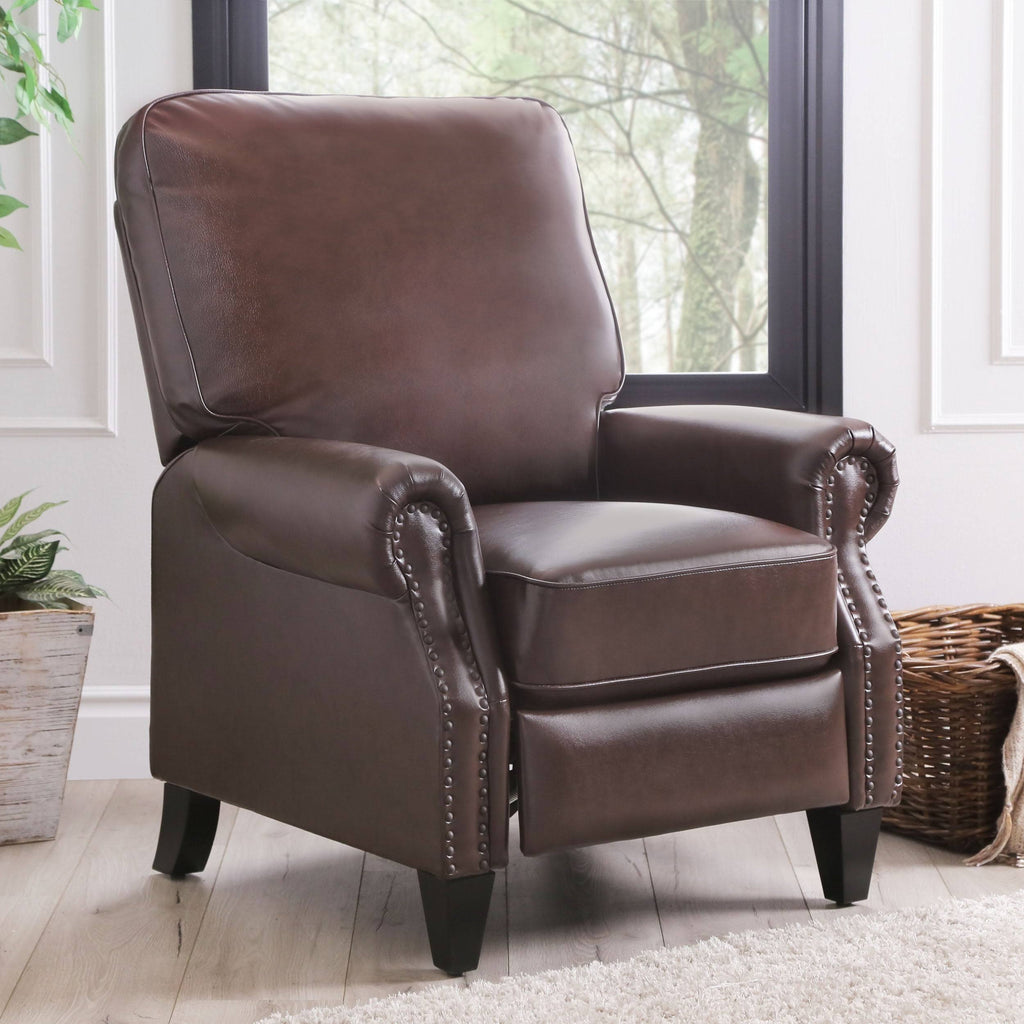 Brown Leather Pushback Recliner E464