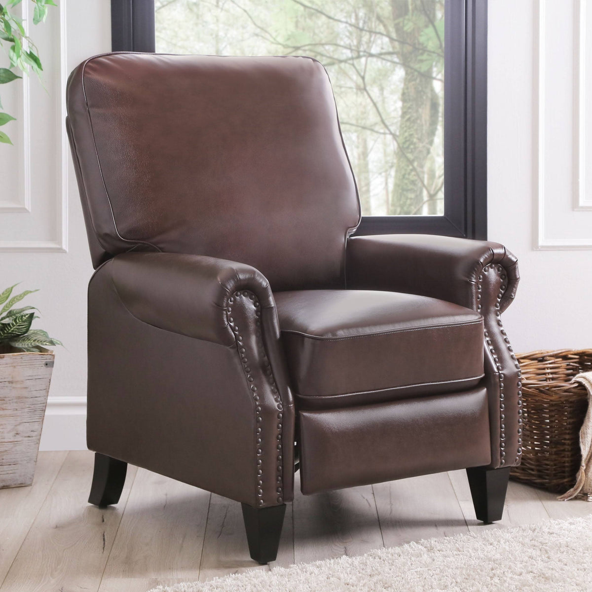 Brown Leather Pushback Recliner E464