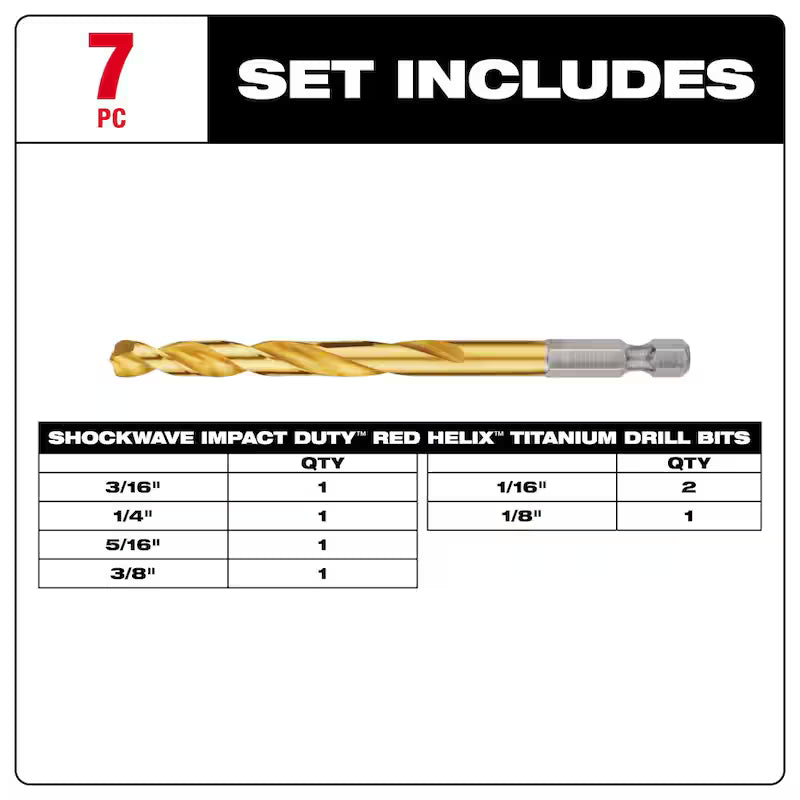 Titanium Drill Bit Set 7-Piece F2466