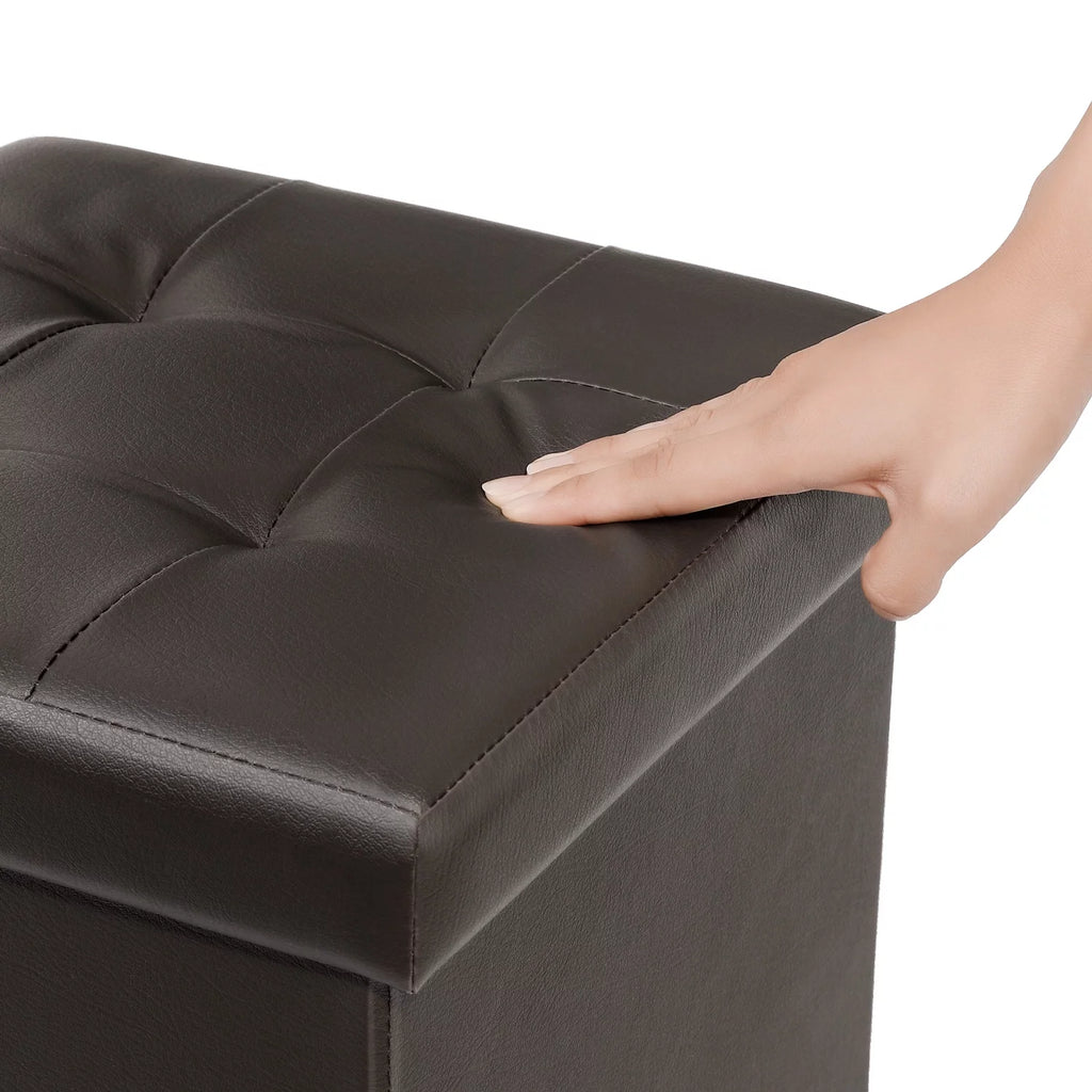 12.6" Pack of 2 Brown Storage Ottoman Cube X89231