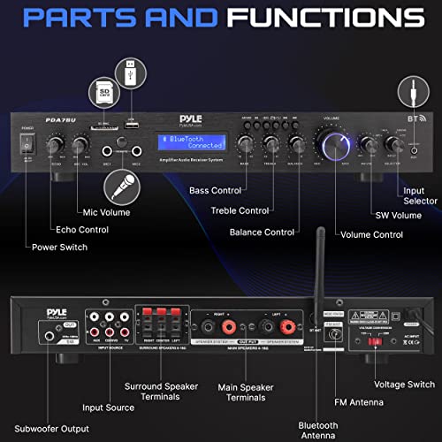 200W 5-Channel Rack Mount Bluetooth Receiver Home Theater Amplifier J664758