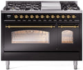 48 Dual Fuel Natural Gas Range in Black with Brass Trim W661