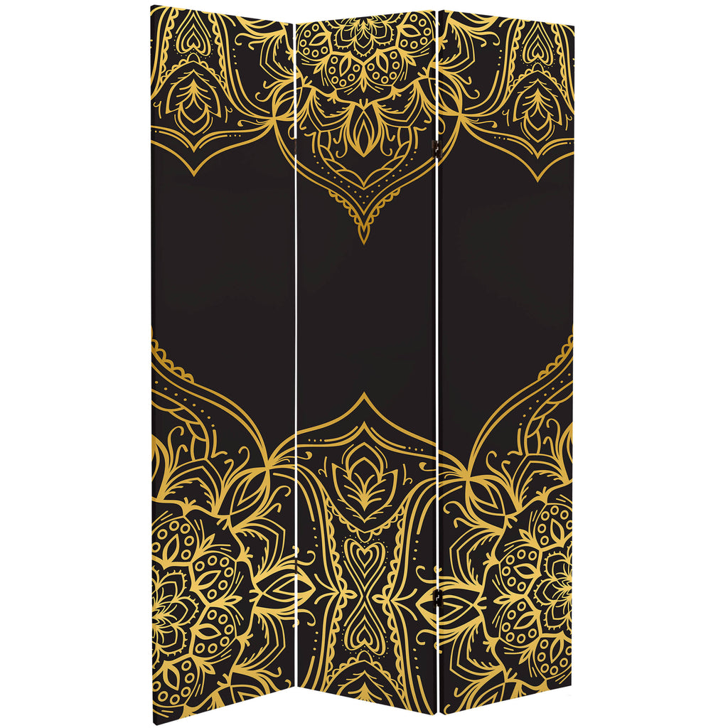 6 ft. Tall Double Sided Black Canvas Room Divider A26557