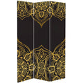 6 ft. Tall Double Sided Black Canvas Room Divider A26557