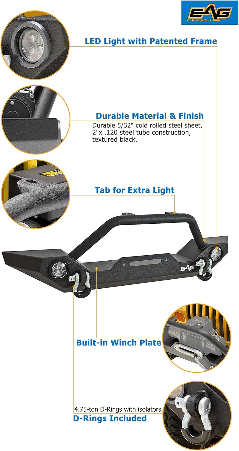 Front Bumper with LED Lights and Rear Bumper with Tire Carrier Combo B7183