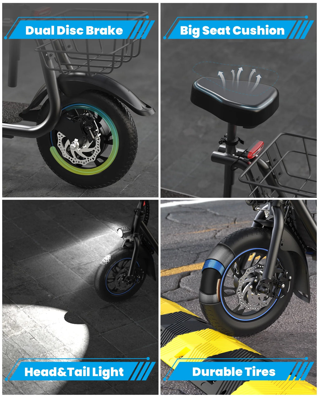 550W Electric Scooter with Big Seat and Front And Back Basket P725937