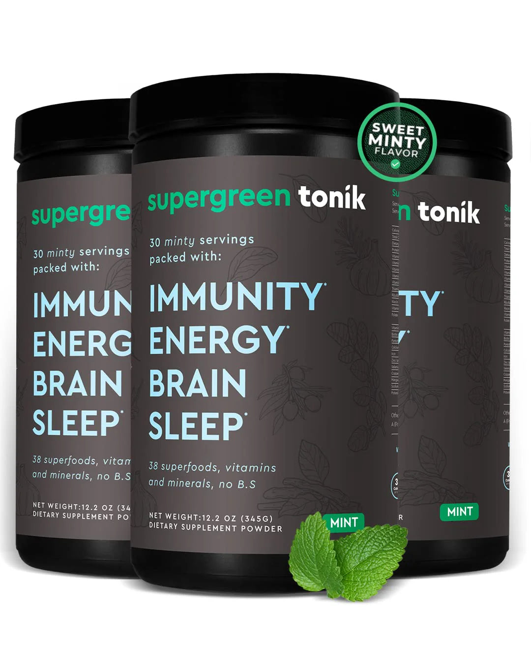 100% Natural Greens Superfood Powder Supplement with 38 Superfoods, Vitamins and Minerals E6647