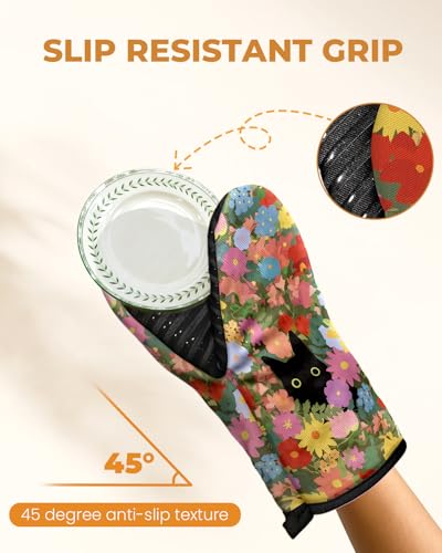 100% Cotton Mini Oven Mitts Set with Silicone Grips U618