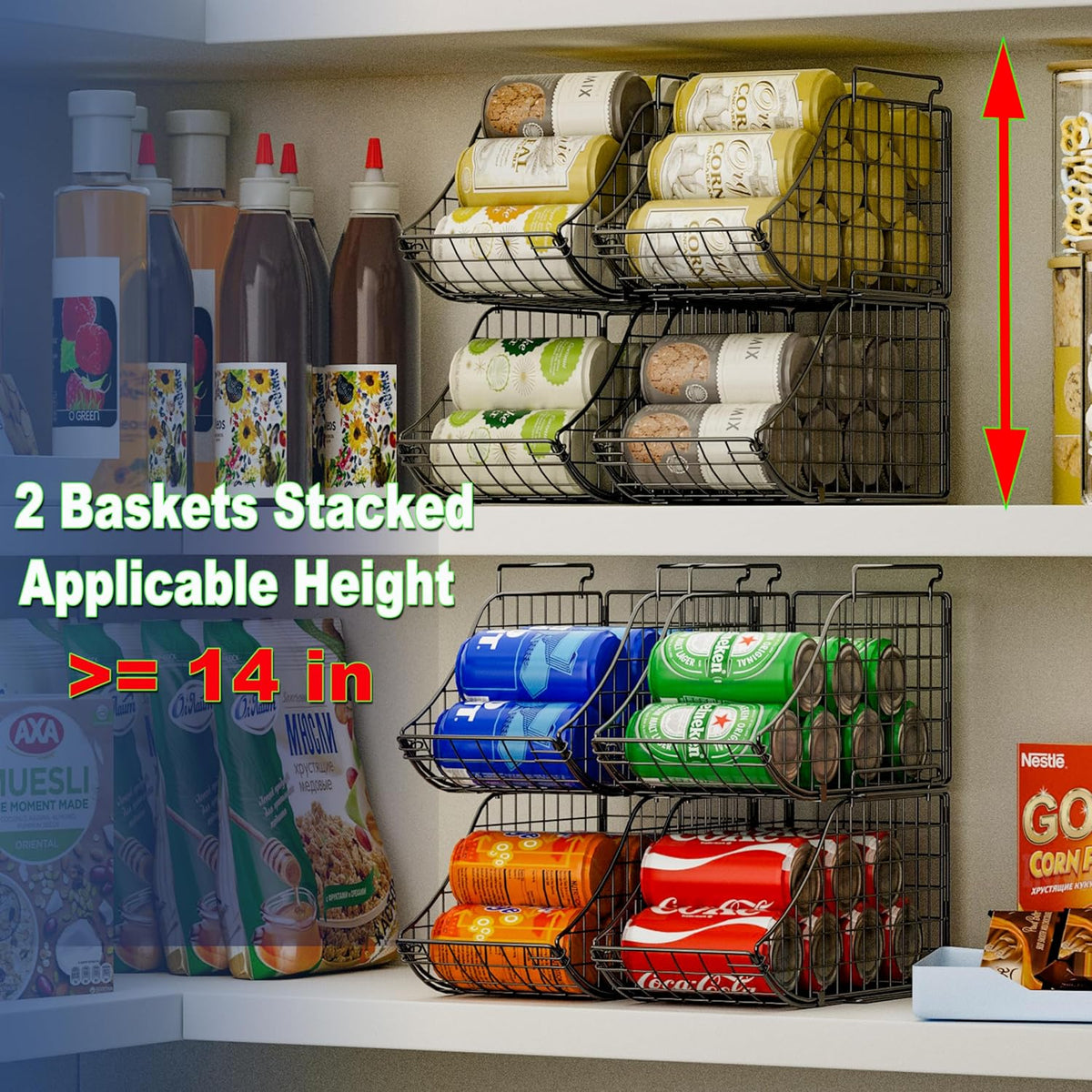 Black 6 pack Stackable Can Storage Organizer X897