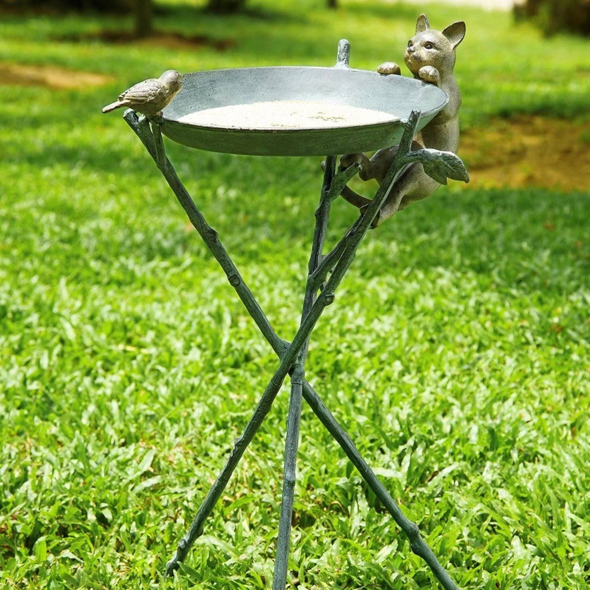 Curious Cat Bird Birdbath O3244
