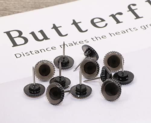 50PCS Transparent Black Flat Plastic Head Steel Point Push Pins A630