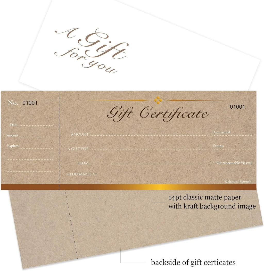 25 Set Gift Certificates Cards With Envelopes P808