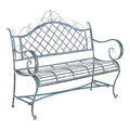 Antique Blue Wrought Iron 46-inch Garden Bench I7995