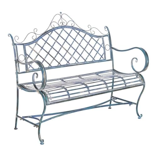 Antique Blue Wrought Iron 46-inch Garden Bench I7995