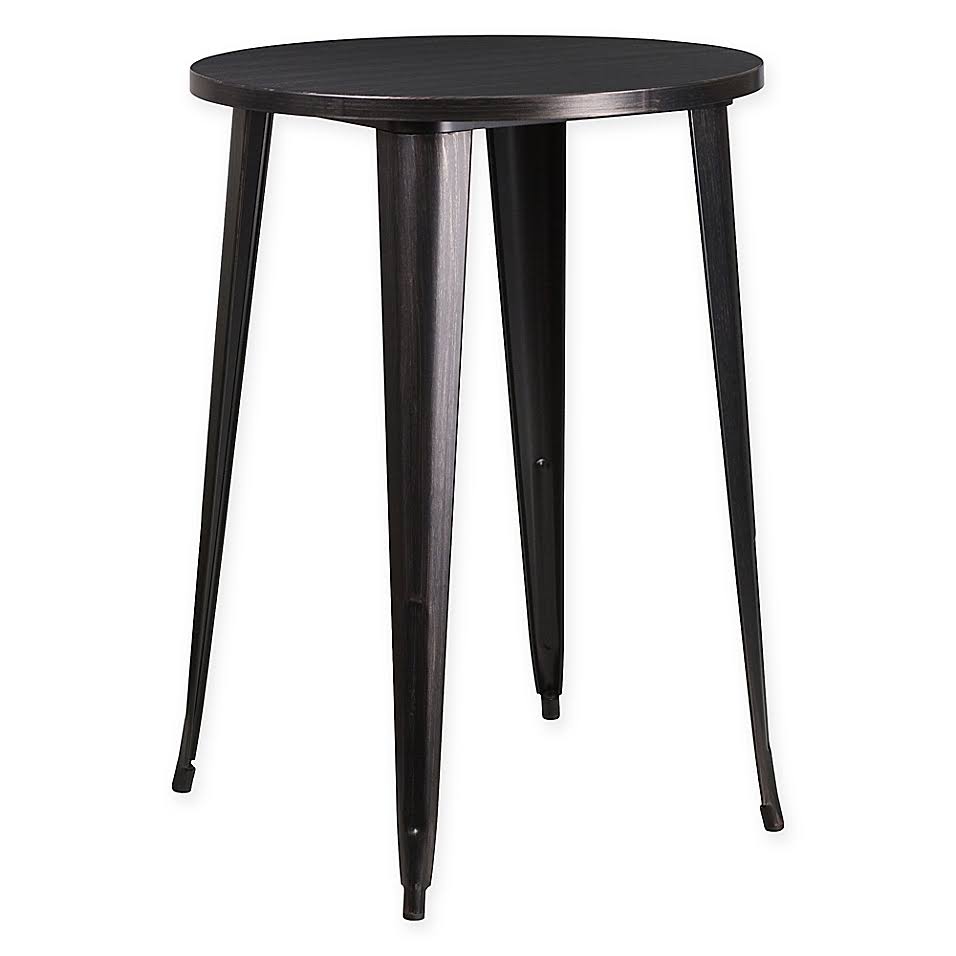 Black/Antique Gold Round Metal Cafe Table K612