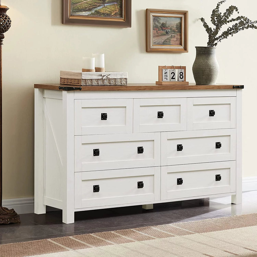 Light Rustic Oak 7 Drawer Dresser Storage Cabinet K29519