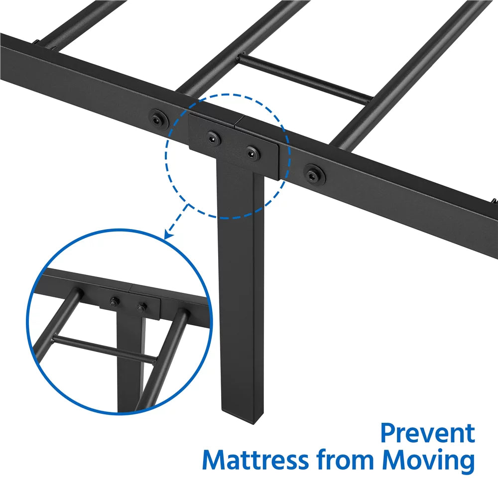 Twin Size Black Metal Platform Bed Frame with Headboard and Footboard K87188
