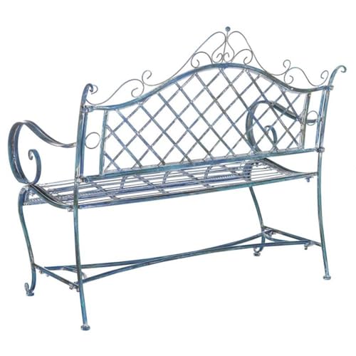 Antique Blue Wrought Iron 46-inch Garden Bench I7995