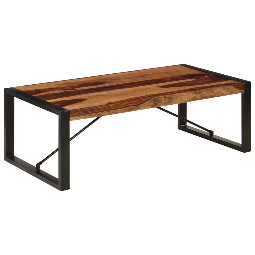 Sheesham Wood Coffee Table with Steel Legs U9907