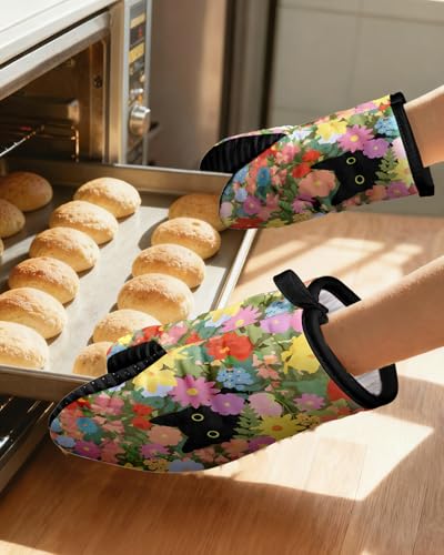100% Cotton Mini Oven Mitts Set with Silicone Grips U618