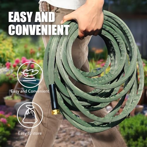 100 ft Flexible Tangle Free Garden Hose with 10 Function Nozzle H176