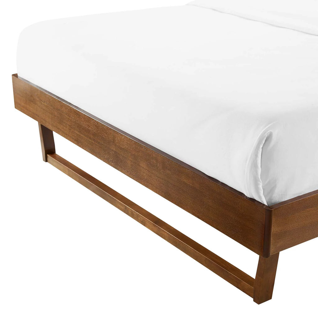 King Size Brown Walnut Wood Platform Bed Frame B736836