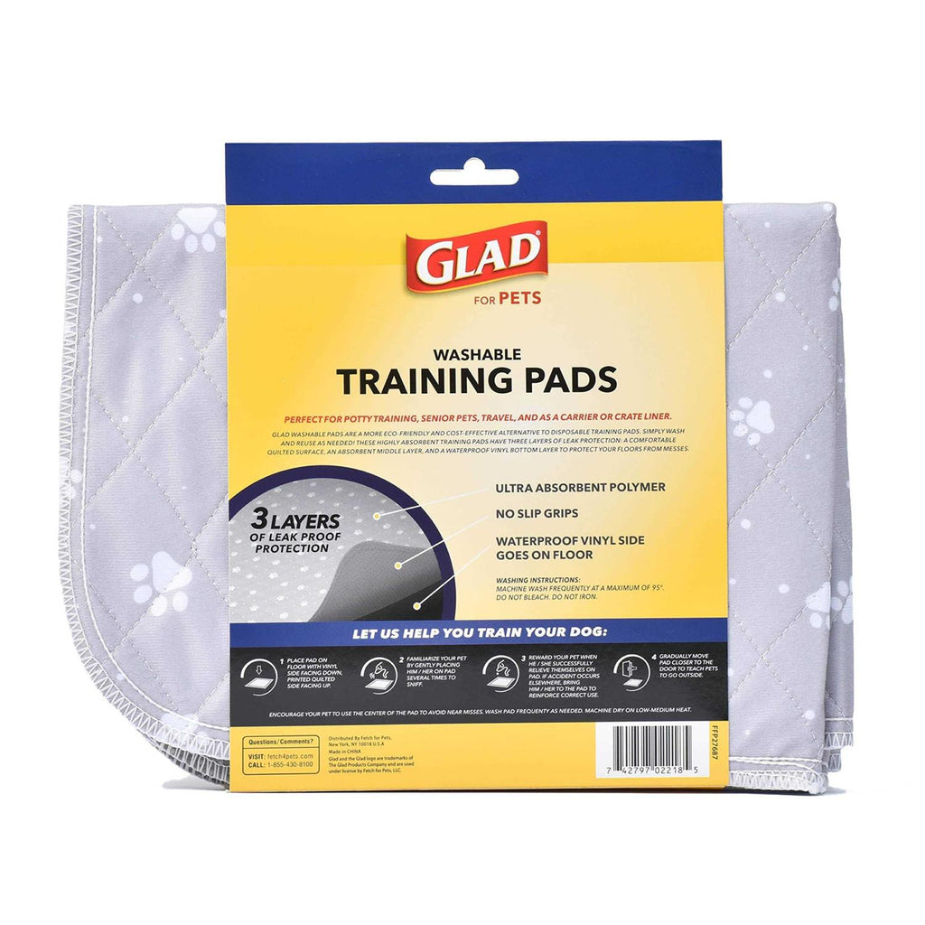 Washable Training Pads Size 2 Pack Gray with Paw Prints L88307