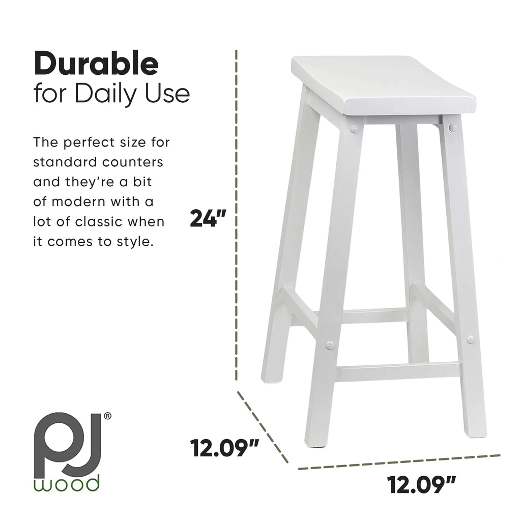 White Set of 2 24In Kitchen Counter Stools E8973