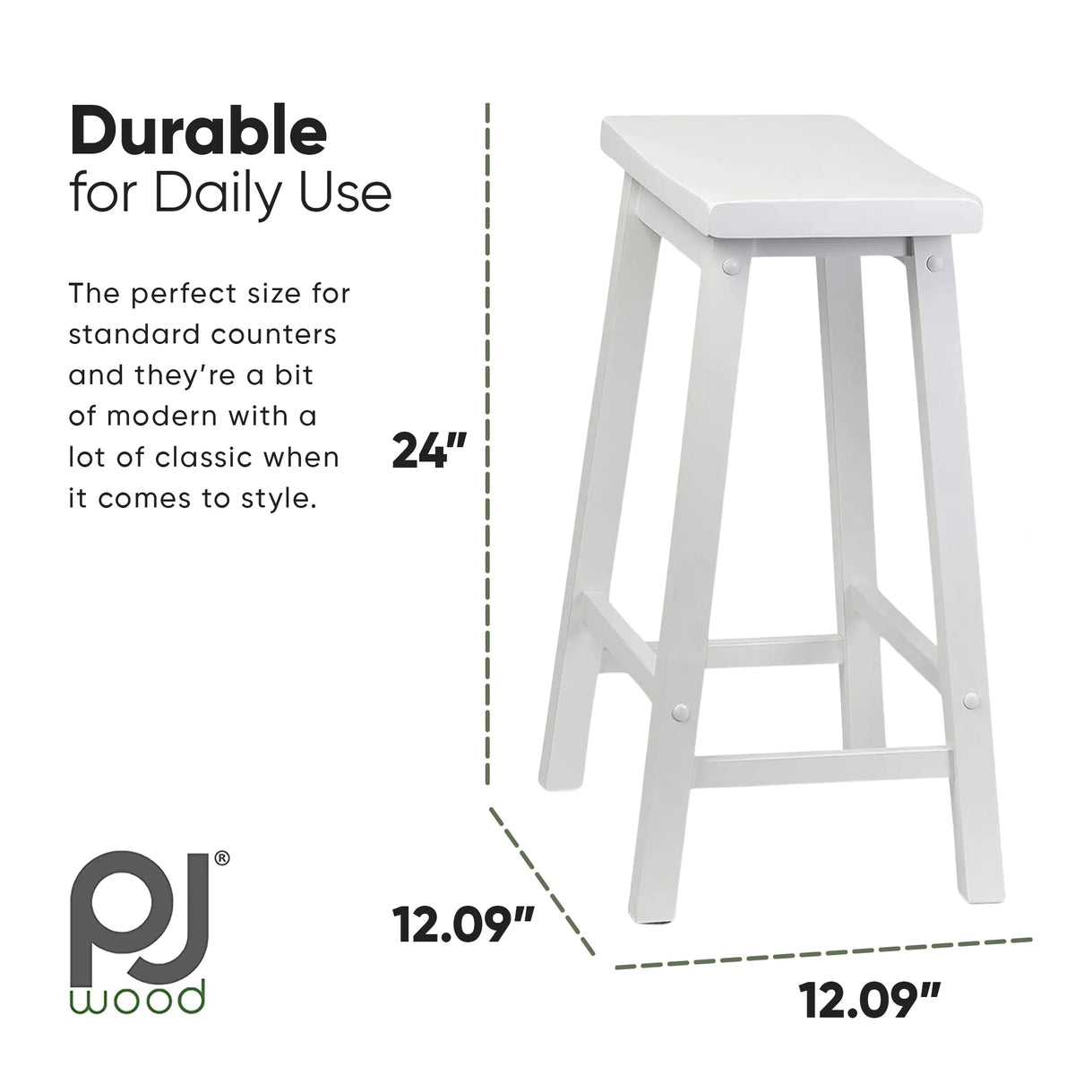 White Set of 2 24In Kitchen Counter Stools E8973