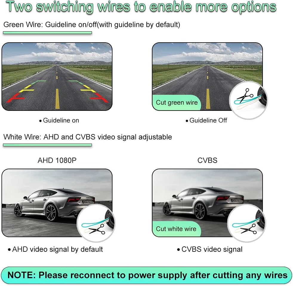 AHD 1080P Vehicle Backup Camera with Fish Eye Lens Night Vision Waterproof Car Reverse Camera Pack of 2 C58083