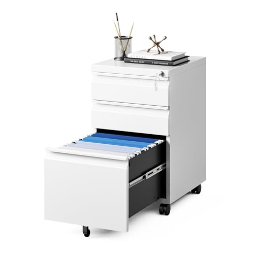 Black 3 Drawer Metal File Cabinet with Lock P94835