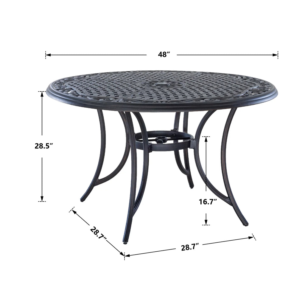 48 in Round Cast Aluminum Outdoor Dining Table T963