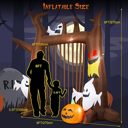8FT Halloween Inflatable Dead Tree with Ghosts & Pumpkins K783507