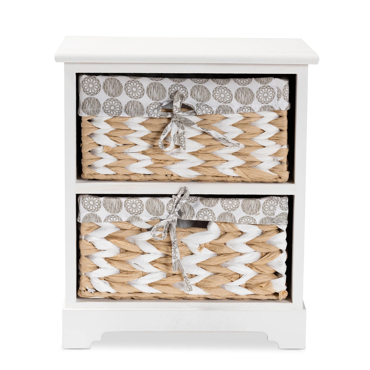 White Wood 2-Basket Storage Unit V521