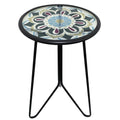 Mosaic Metal Round Glass Table 12x12x22 inch W377