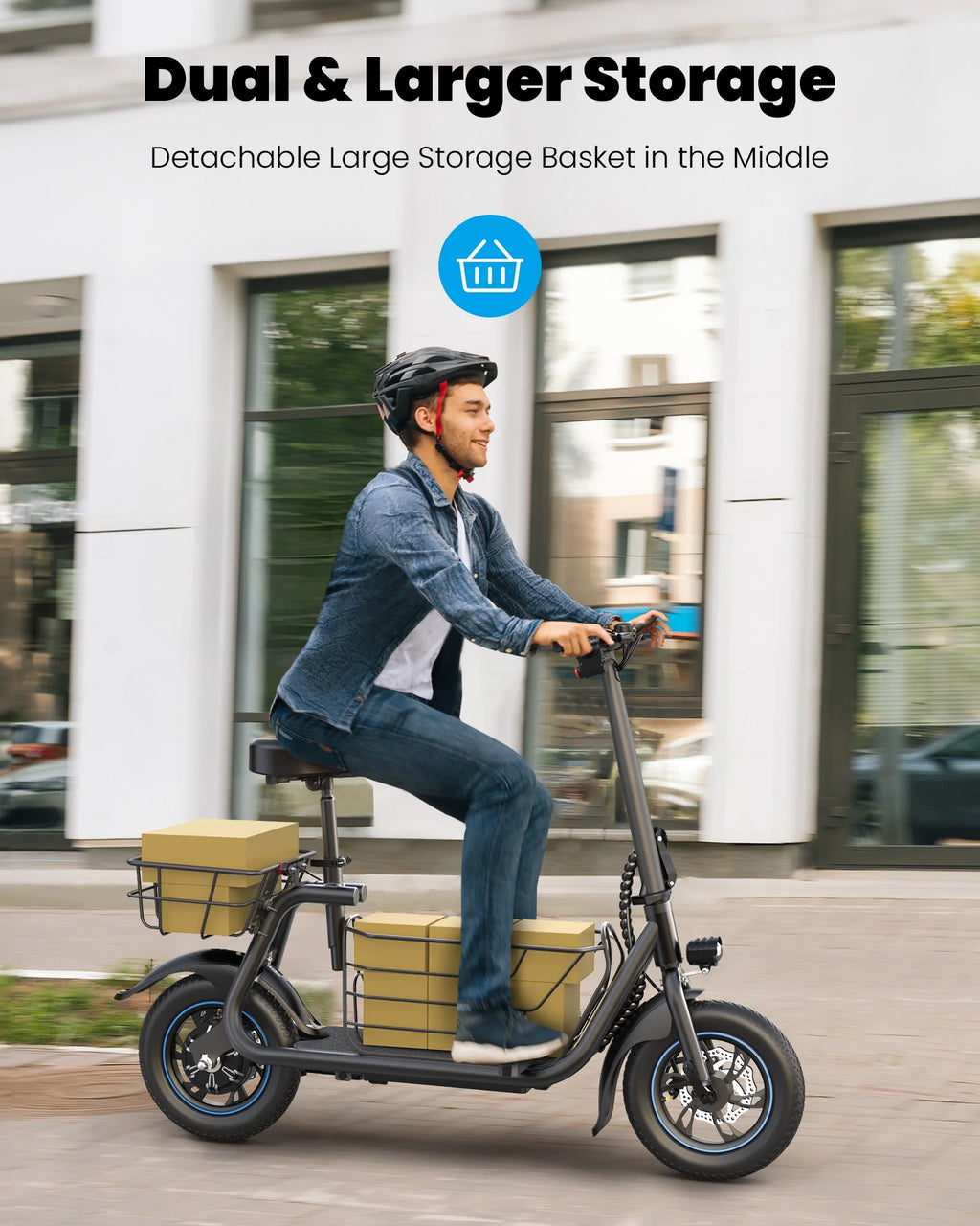 550W Electric Scooter with Big Seat and Front And Back Basket P725937