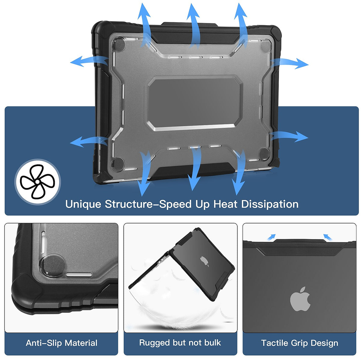 Black Rugged Laptop Sleeve with Keyboard Cover J637