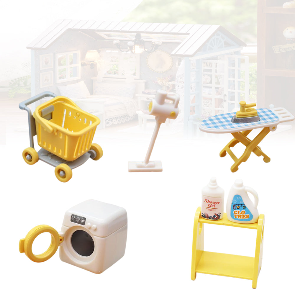 1:12 Mini Dollhouse Washing Machine Vacuum Cleaner Laundry Room Set Play Toys B472