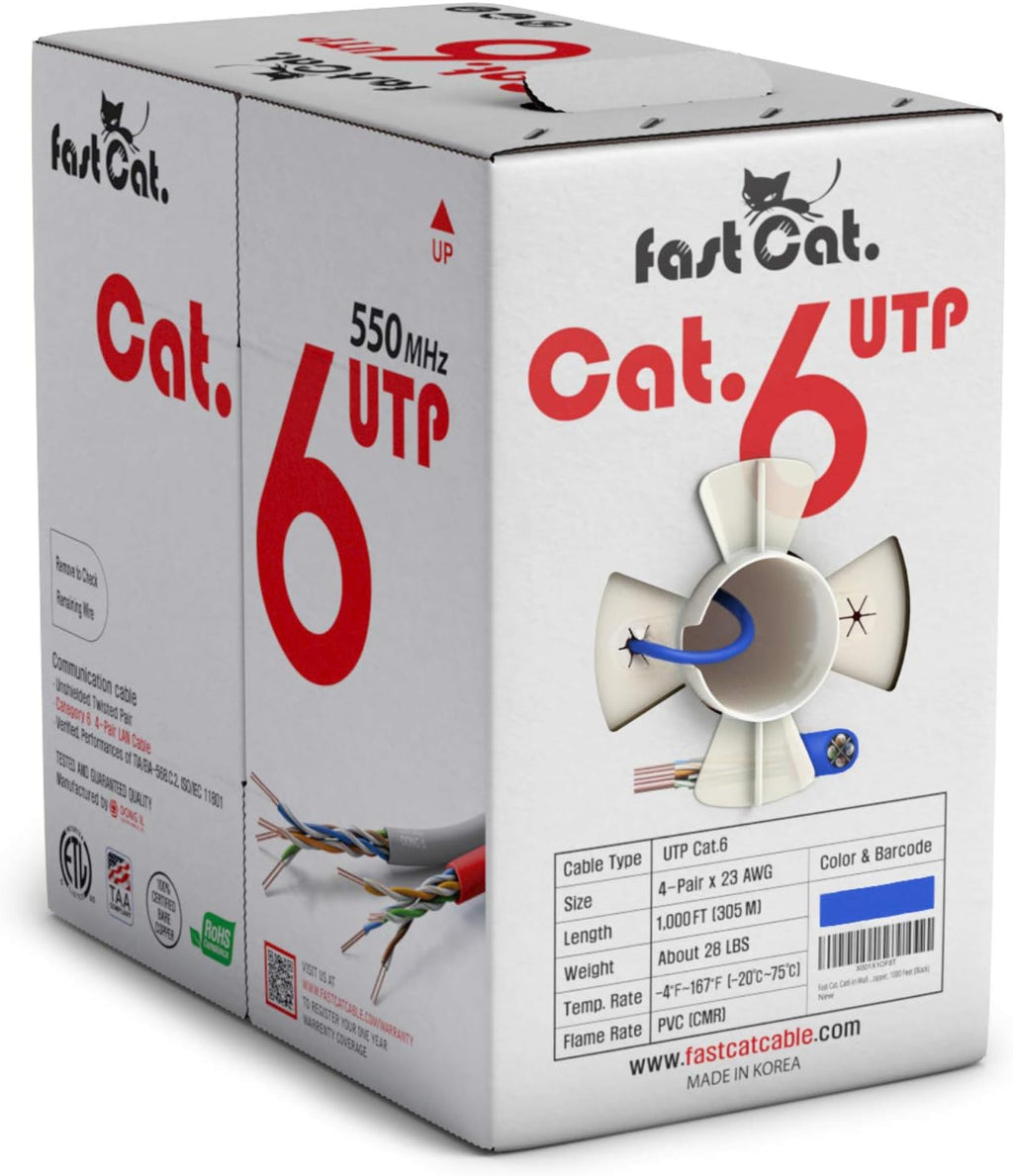 Cat6 Ethernet Cable 1000ft 23 AWG Solid Bare Copper Orange F533