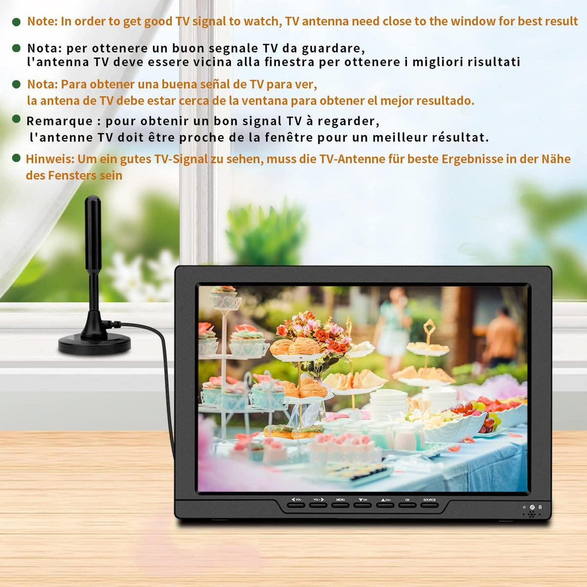 13.3 Inch Portable TV with ATSC Digital TV, Rechargeable Battery, HDMI Input A759764