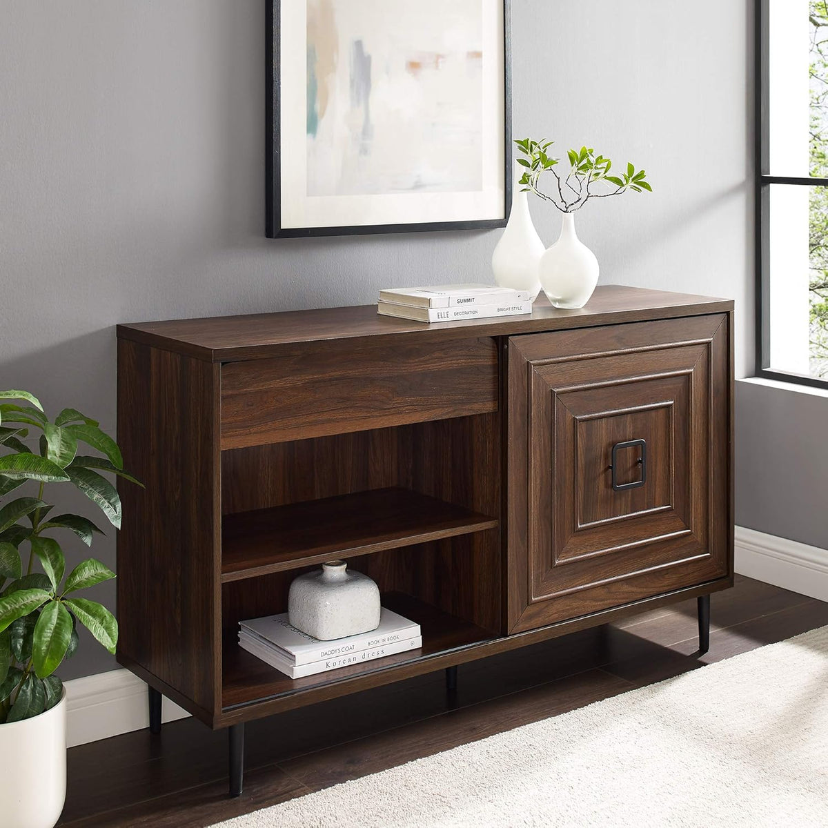 Dark Walnut Wood Storage Cabinet B7537