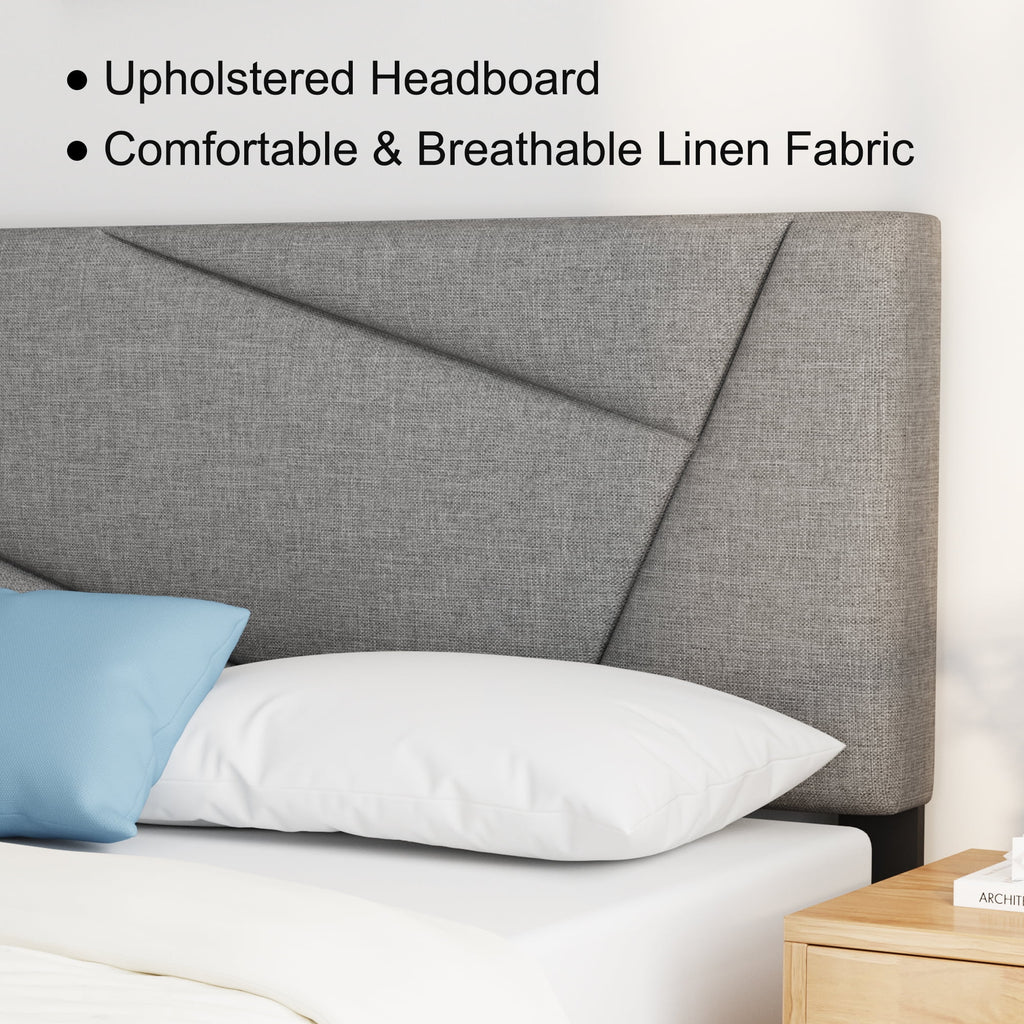 Queen Size Fabric Upholstered Platform Bed Frame N4143