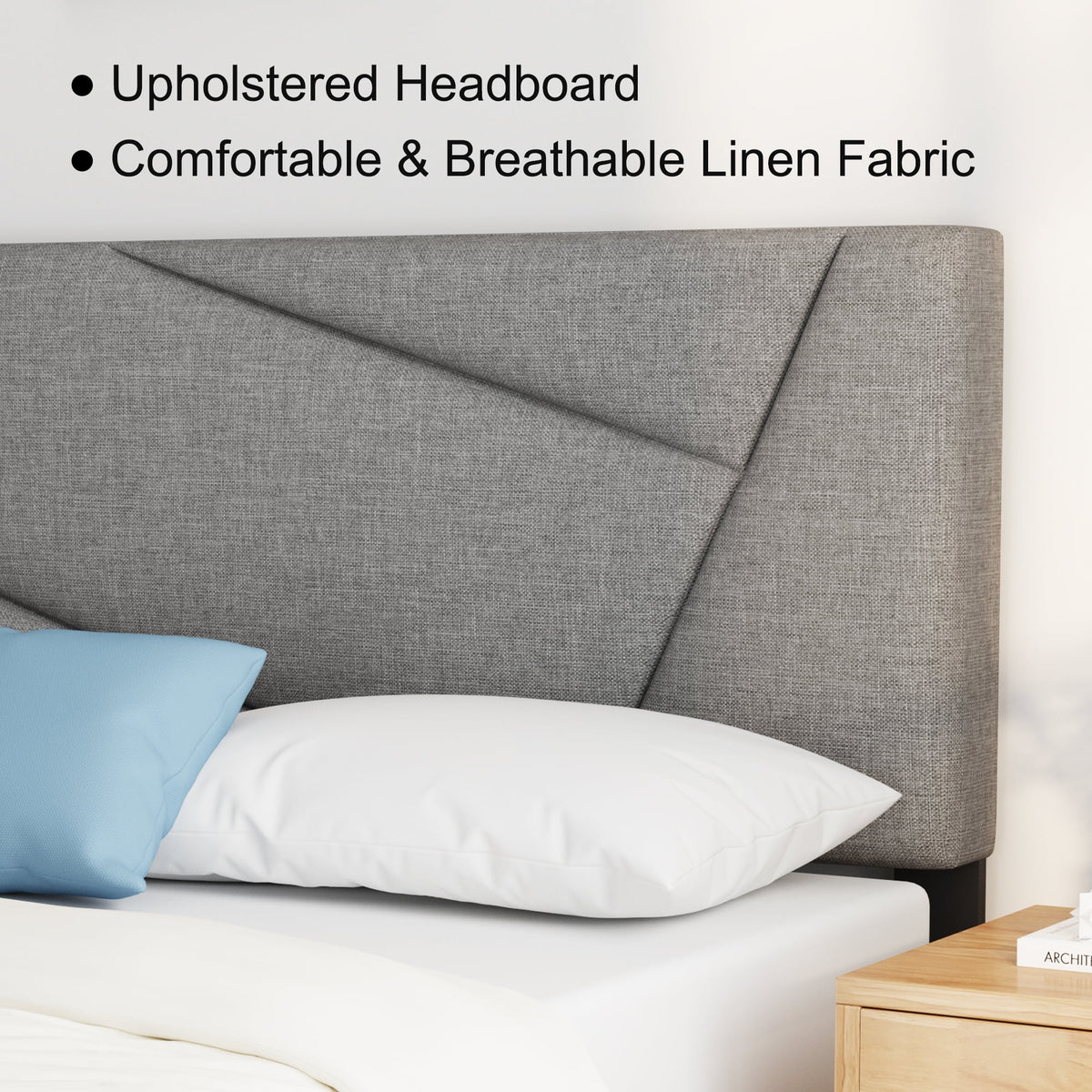 Queen Size Fabric Upholstered Platform Bed Frame N4143