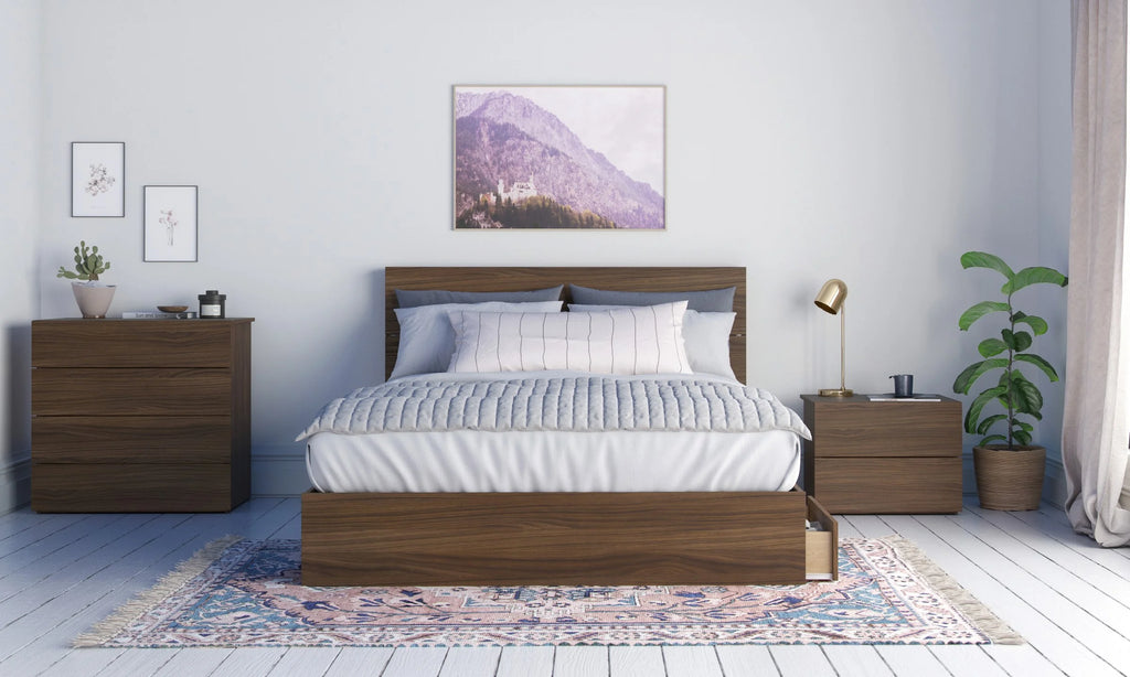 Queen Size Walnut Wood Headboard S8953