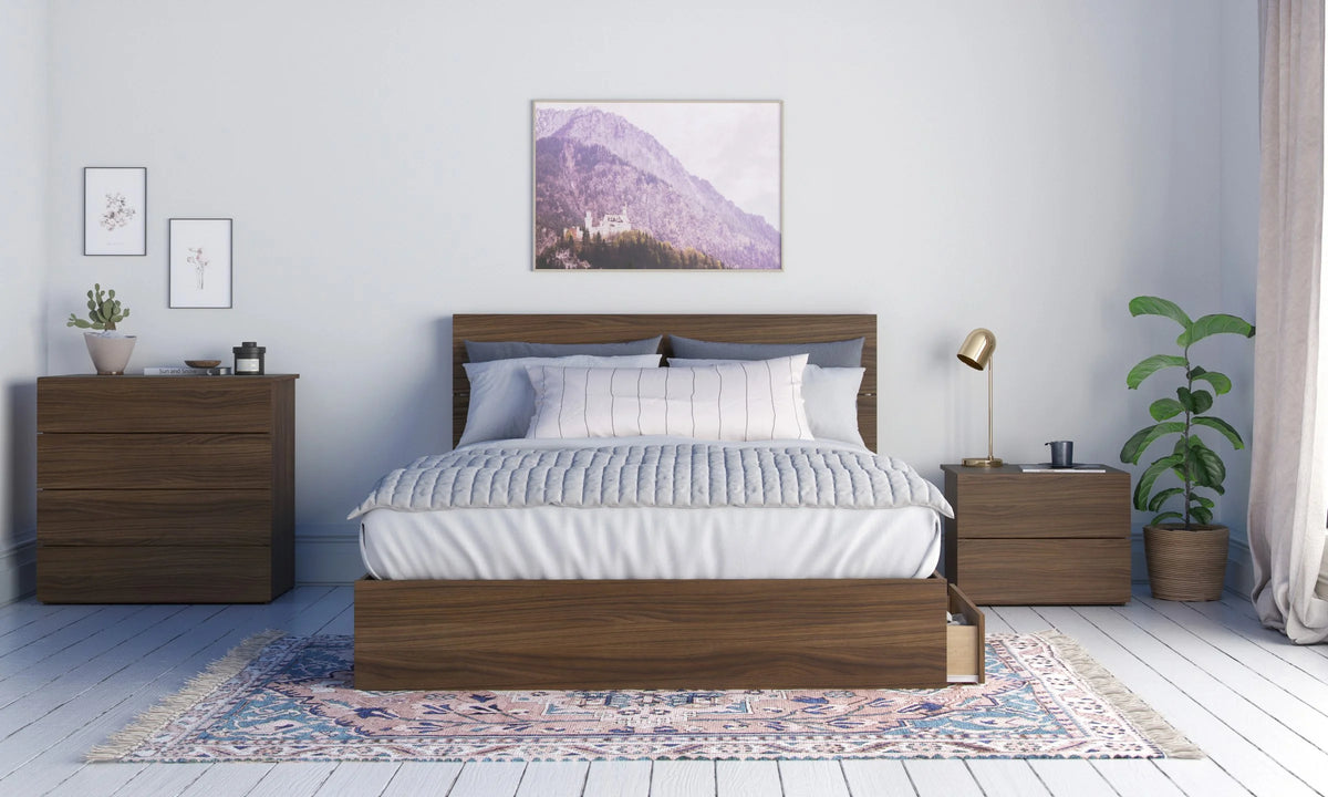 Queen Size Walnut Wood Headboard S8953
