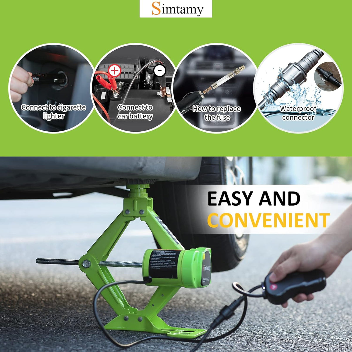 Electric Car Jack 3 Ton 12V Scissor Jack Portable Car Lift Tire Change Kit Q61110